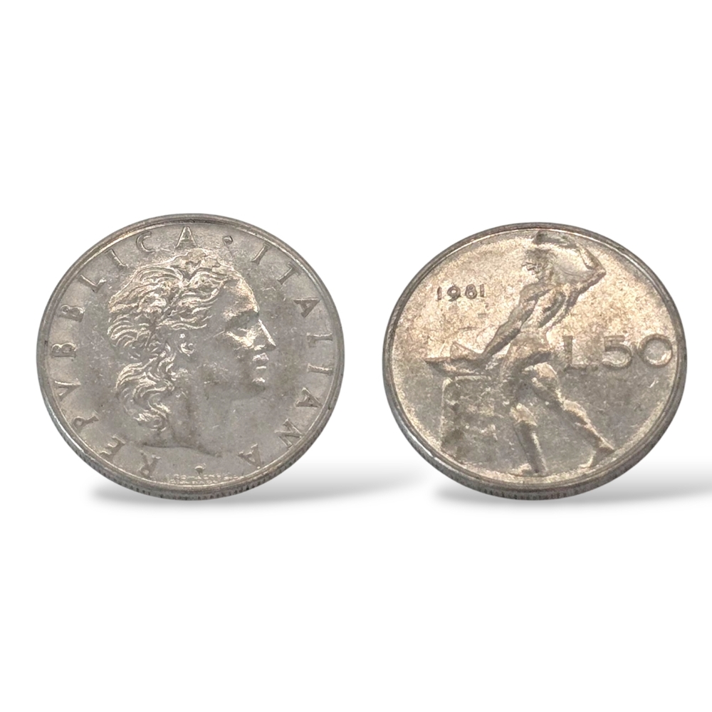 ITALY 50 Lire Coin From 1961, 64 Years Old KM# 95.1